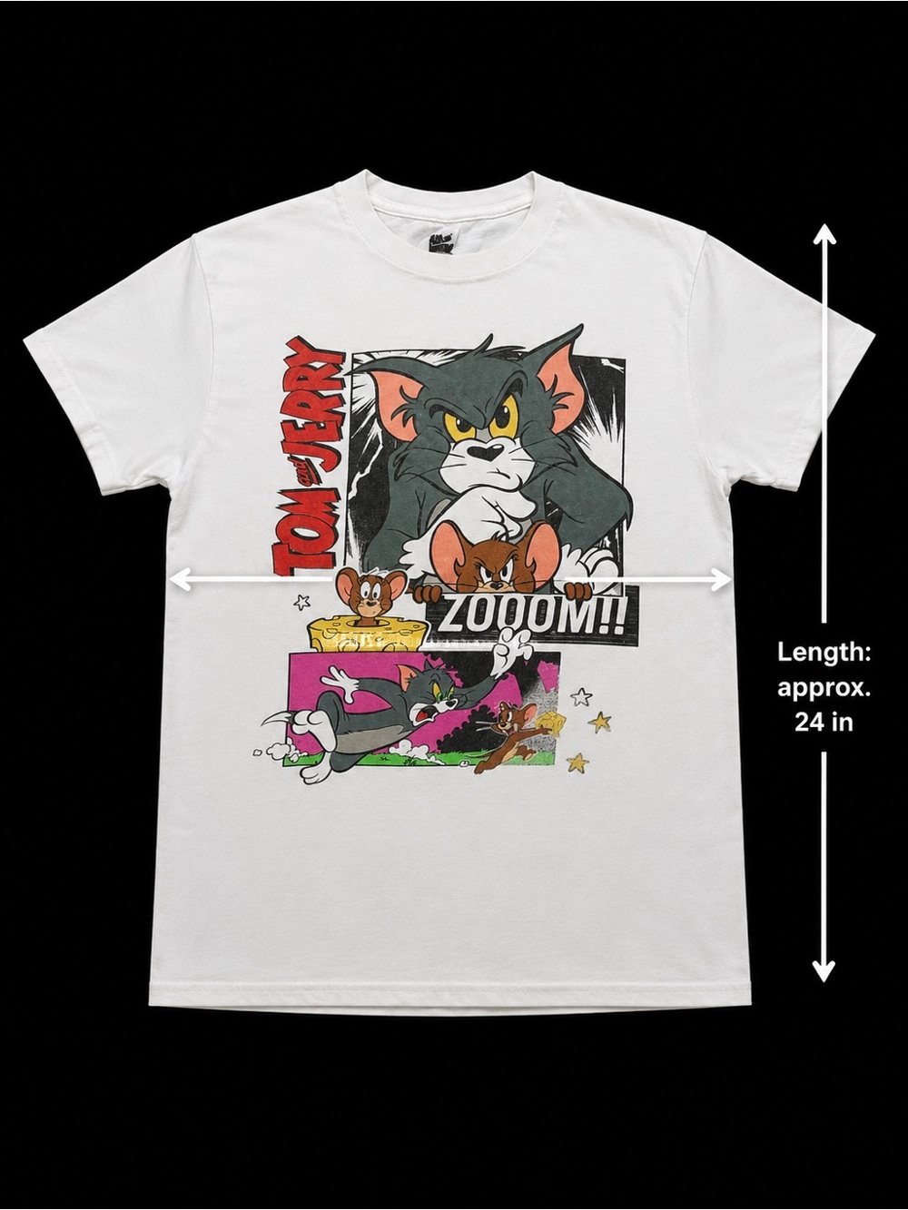 Tom and Jerry Graphic Tee Size Small White Cartoon Shirt